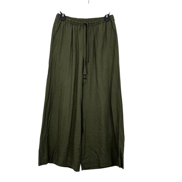 Max Studio London Womens Wide Leg Pants Size S Green Linen Blend Elastic Waist - Picture 12 of 12